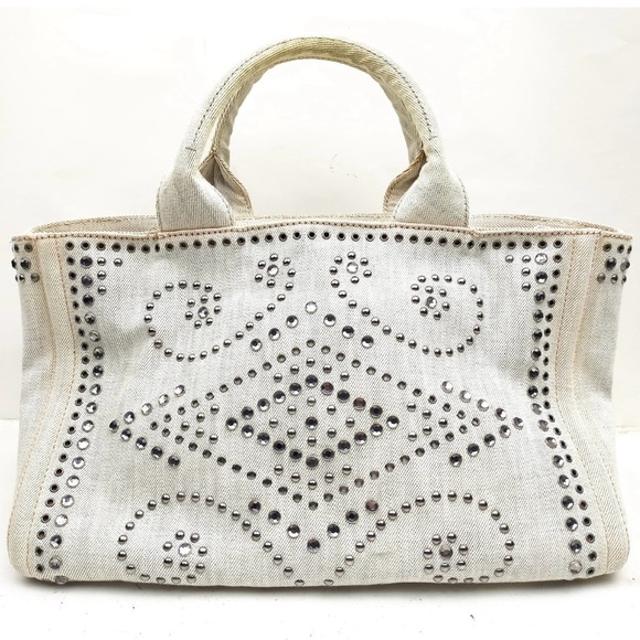 Prada Madras Studded Tote Bag - Picture 1 of 9